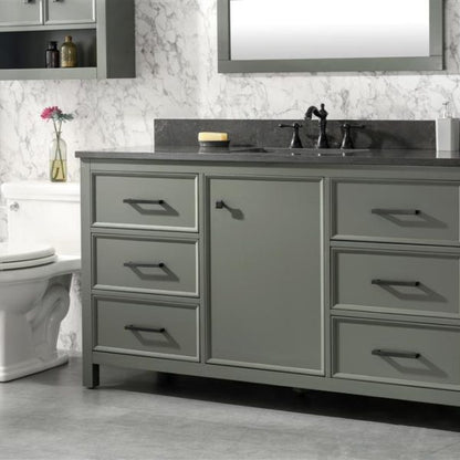 Legion Furniture 60" Pewter Green Finish Single Sink Vanity Cabinet with Blue Lime Stone Top - WLF2160S-PG