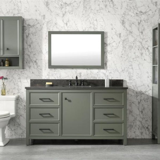 Legion Furniture 60" Pewter Green Finish Single Sink Vanity Cabinet with Blue Lime Stone Top - WLF2160S-PG