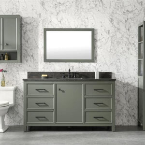 Legion Furniture 60" Pewter Green Finish Single Sink Vanity Cabinet with Blue Lime Stone Top - WLF2160S-PG