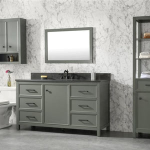 Legion Furniture 60" Pewter Green Finish Single Sink Vanity Cabinet with Blue Lime Stone Top - WLF2160S-PG