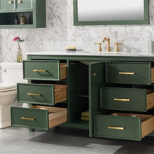 Load image into Gallery viewer, Legion Furniture 60&quot; Vogue Green Finish Single Sink Vanity Cabinet with Carrara White Top - WLF2160S-VG