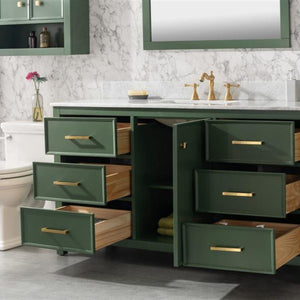 Legion Furniture 60" Vogue Green Finish Single Sink Vanity Cabinet with Carrara White Top - WLF2160S-VG