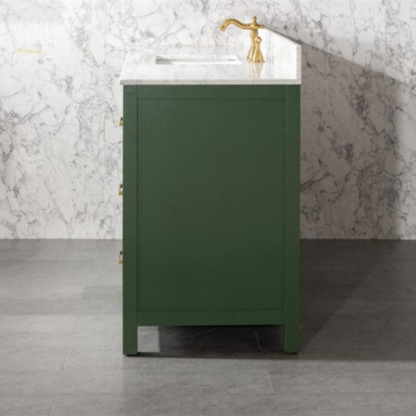 Legion Furniture 60" Vogue Green Finish Single Sink Vanity Cabinet with Carrara White Top - WLF2160S-VG