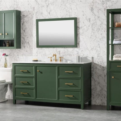 Legion Furniture 60" Vogue Green Finish Single Sink Vanity Cabinet with Carrara White Top - WLF2160S-VG