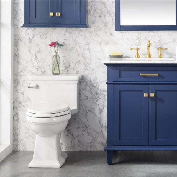 Legion Furniture 30" Blue Finish Sink Vanity Cabinet with Carrara White Top - WLF2230-B