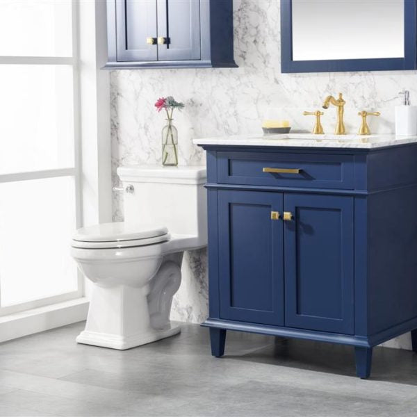 Legion Furniture 30" Blue Finish Sink Vanity Cabinet with Carrara White Top - WLF2230-B