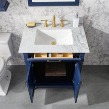 Load image into Gallery viewer, Legion Furniture 30&quot; Blue Finish Sink Vanity Cabinet with Carrara White Top - WLF2230-B