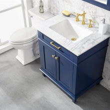 Load image into Gallery viewer, Legion Furniture 30&quot; Blue Finish Sink Vanity Cabinet with Carrara White Top - WLF2230-B