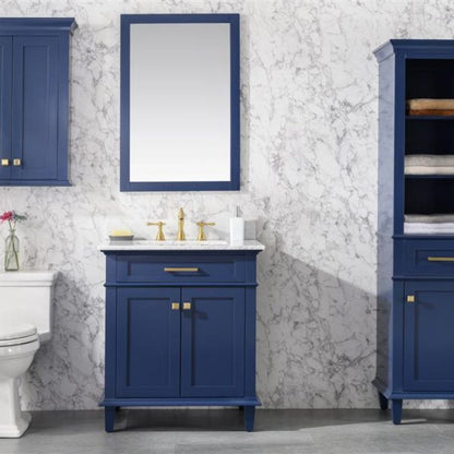 Legion Furniture 30" Blue Finish Sink Vanity Cabinet with Carrara White Top - WLF2230-B