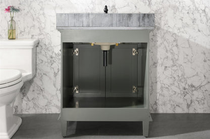 Legion Furniture 30" Pewter Green Finish Sink Vanity Cabinet with Blue Lime Stone Top - WLF2230-PG