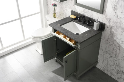 Legion Furniture 30" Pewter Green Finish Sink Vanity Cabinet with Blue Lime Stone Top - WLF2230-PG