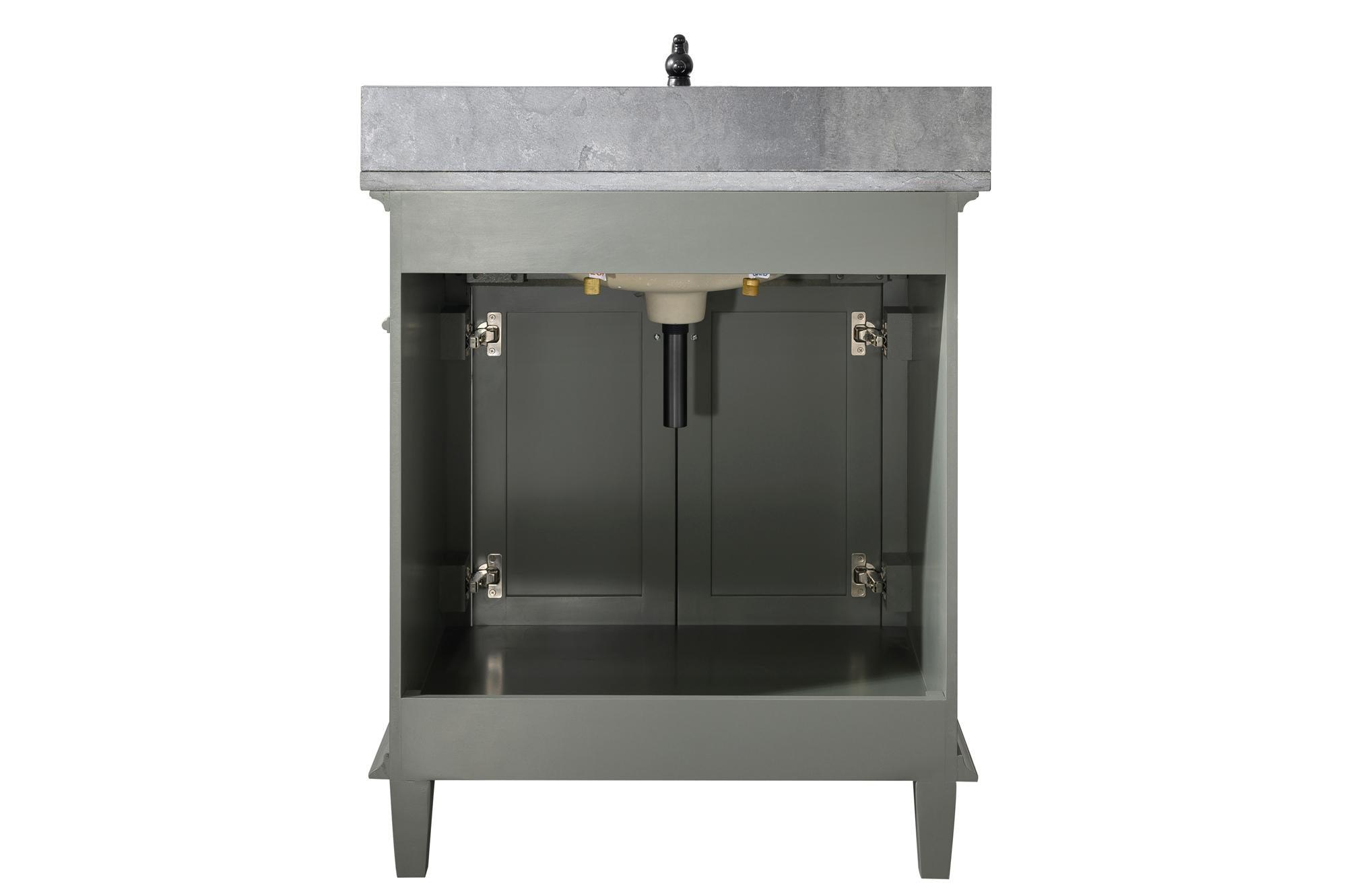 Legion Furniture 30" Pewter Green Finish Sink Vanity Cabinet with Blue Lime Stone Top - WLF2230-PG