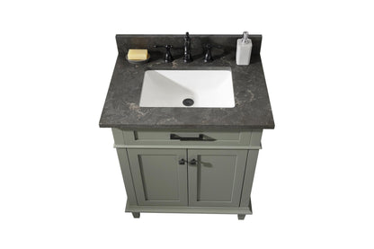 Legion Furniture 30" Pewter Green Finish Sink Vanity Cabinet with Blue Lime Stone Top - WLF2230-PG