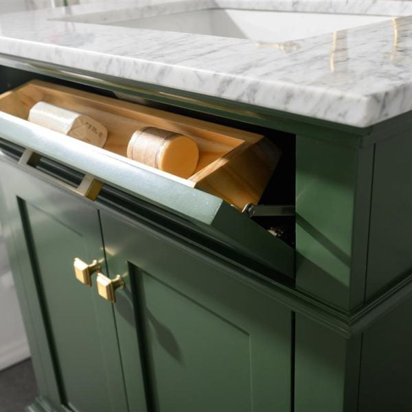 Legion Furniture 30" Vogue Green Finish Sink Vanity Cabinet with Carrara White Top - WLF2230-VG