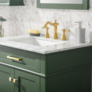 Legion Furniture 30" Vogue Green Finish Sink Vanity Cabinet with Carrara White Top - WLF2230-VG