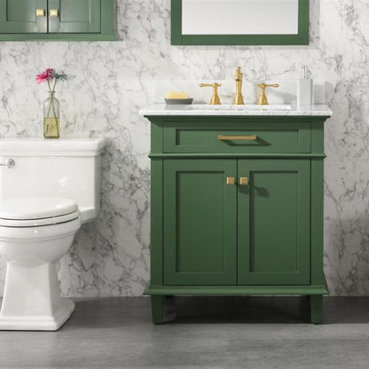 Legion Furniture 30" Vogue Green Finish Sink Vanity Cabinet with Carrara White Top - WLF2230-VG