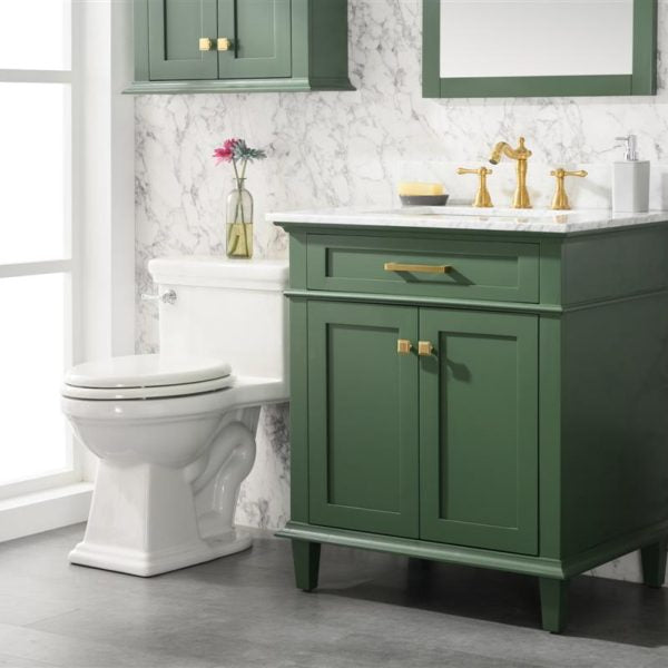 Legion Furniture 30" Vogue Green Finish Sink Vanity Cabinet with Carrara White Top - WLF2230-VG