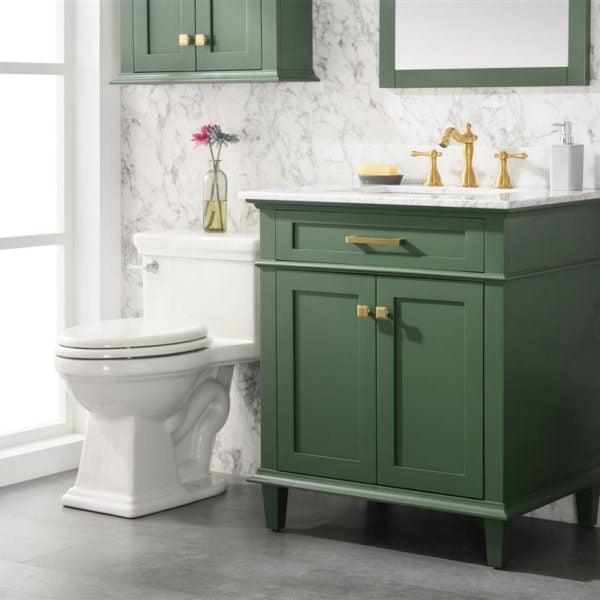 Legion Furniture 30" Vogue Green Finish Sink Vanity Cabinet with Carrara White Top - WLF2230-VG