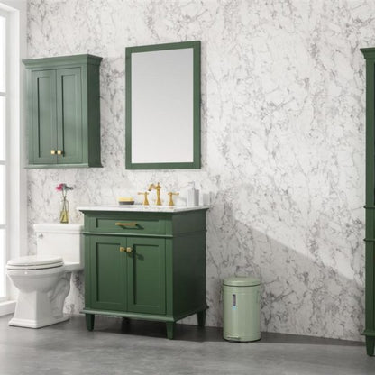 Legion Furniture 30" Vogue Green Finish Sink Vanity Cabinet with Carrara White Top - WLF2230-VG