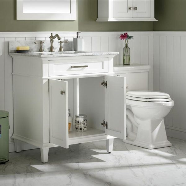 Legion Furniture 30" White Finish Sink Vanity Cabinet with Carrara White Top - WLF2230-W