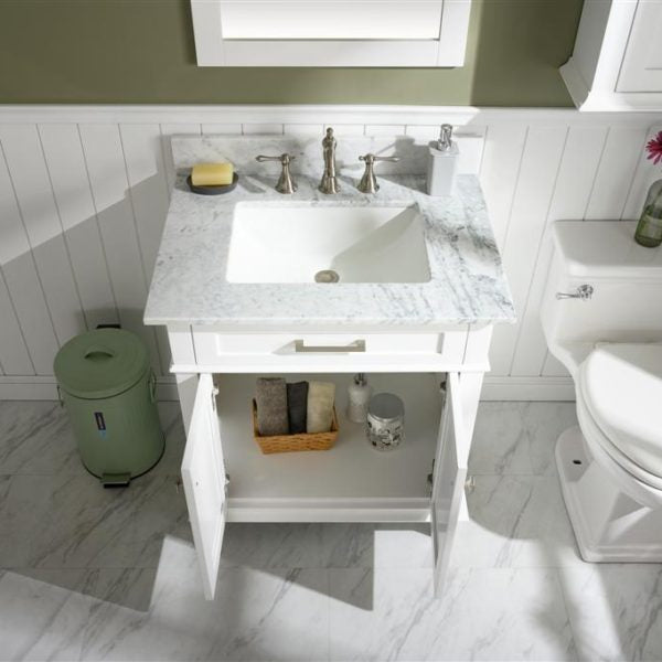 Legion Furniture 30" White Finish Sink Vanity Cabinet with Carrara White Top - WLF2230-W