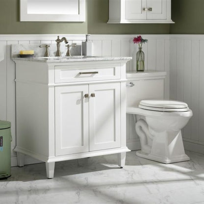 Legion Furniture 30" White Finish Sink Vanity Cabinet with Carrara White Top - WLF2230-W