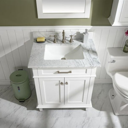 Legion Furniture 30" White Finish Sink Vanity Cabinet with Carrara White Top - WLF2230-W