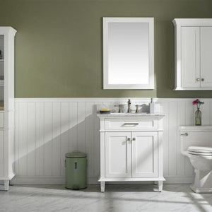 Legion Furniture 30" White Finish Sink Vanity Cabinet with Carrara White Top - WLF2230-W