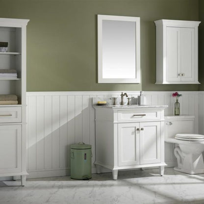 Legion Furniture 30" White Finish Sink Vanity Cabinet with Carrara White Top - WLF2230-W