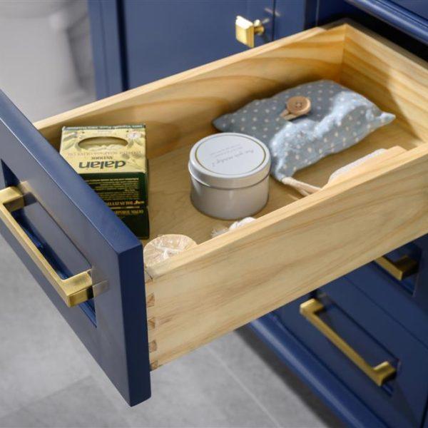 Legion 36" Blue Finish Sink Vanity Cabinet with Carrara White Top, Drawers