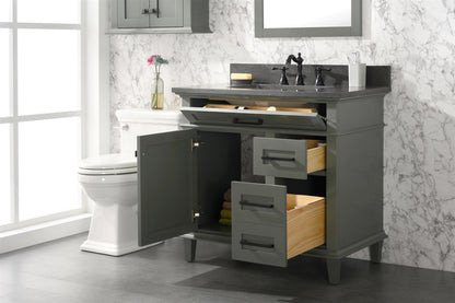 Legion Furniture 36" Pewter Green Finish Sink Vanity Cabinet with Blue Lime Stone Top - WLF2236-PG