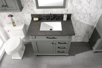 Legion Furniture 36" Pewter Green Finish Sink Vanity Cabinet with Blue Lime Stone Top - WLF2236-PG