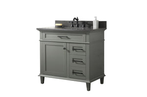 Legion Furniture 36" Pewter Green Finish Sink Vanity Cabinet with Blue Lime Stone Top - WLF2236-PG