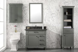 Legion Furniture 36" Pewter Green Finish Sink Vanity Cabinet with Blue Lime Stone Top - WLF2236-PG
