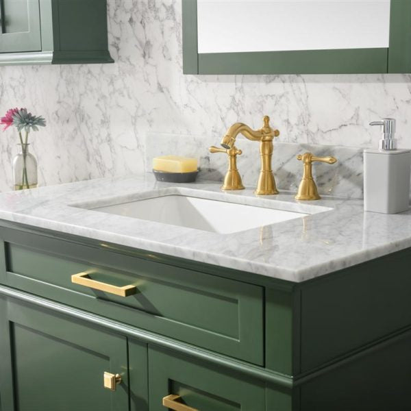 Legion Furniture 36" Vogue Green Finish Sink Vanity Cabinet with Carrara White Top - WLF2236-VG