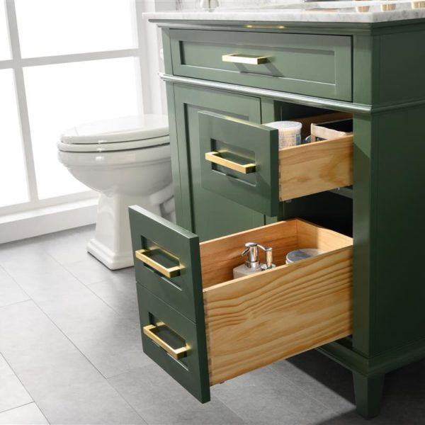 Legion Furniture 36" Vogue Green Finish Sink Vanity Cabinet with Carrara White Top - WLF2236-VG