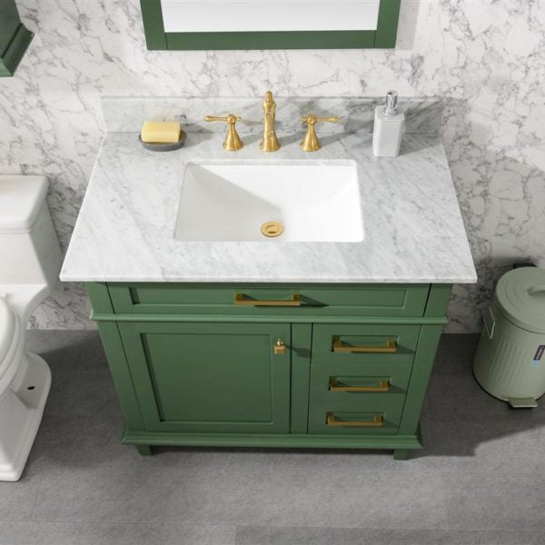 Legion Furniture 36" Vogue Green Finish Sink Vanity Cabinet with Carrara White Top - WLF2236-VG