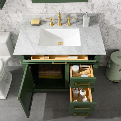 Legion Furniture 36" Vogue Green Finish Sink Vanity Cabinet with Carrara White Top - WLF2236-VG