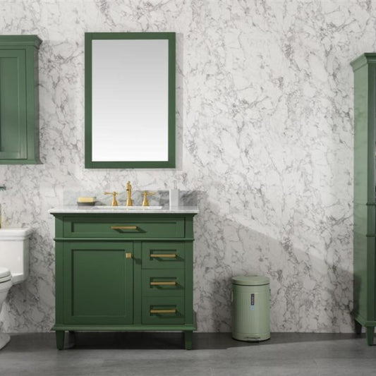 Legion Furniture 36" Vogue Green Finish Sink Vanity Cabinet with Carrara White Top - WLF2236-VG