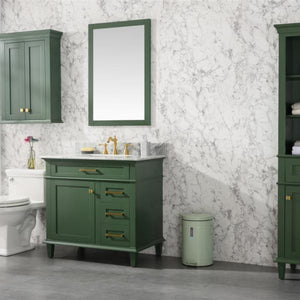 Legion Furniture 36" Vogue Green Finish Sink Vanity Cabinet with Carrara White Top - WLF2236-VG