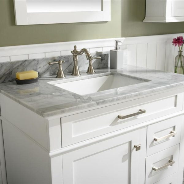 Legion Furniture 36" White Finish Sink Vanity Cabinet with Carrara White Top - WLF2236-W