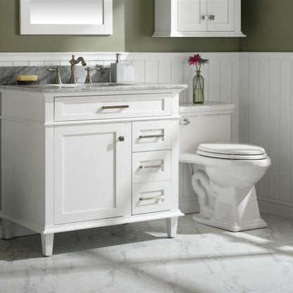 Legion Furniture 36" White Finish Sink Vanity Cabinet with Carrara White Top - WLF2236-W