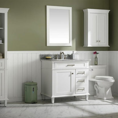 Legion Furniture 36" White Finish Sink Vanity Cabinet with Carrara White Top - WLF2236-W