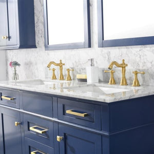 Legion Furniture 54" Blue Finish Double Sink Vanity Cabinet with Carrara White Top - WLF2254-B