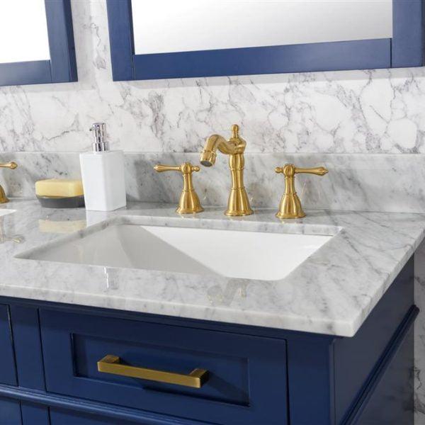 Legion Furniture 54" Blue Finish Double Sink Vanity Cabinet with Carrara White Top - WLF2254-B