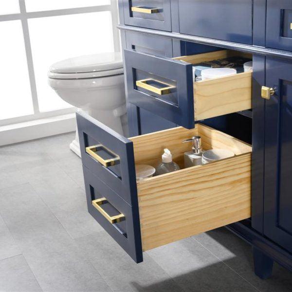 Legion Furniture 54" Blue Finish Double Sink Vanity Cabinet with Carrara White Top - WLF2254-B