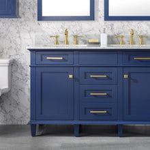 Load image into Gallery viewer, Legion Furniture 54&quot; Blue Finish Double Sink Vanity Cabinet with Carrara White Top - WLF2254-B