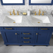 Load image into Gallery viewer, Legion Furniture 54&quot; Blue Finish Double Sink Vanity Cabinet with Carrara White Top - WLF2254-B