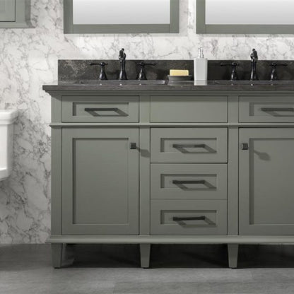 Legion Furniture 54" Pewter Green Finish Double Sink Vanity Cabinet with Blue Lime Stone Top - WLF2254-PG