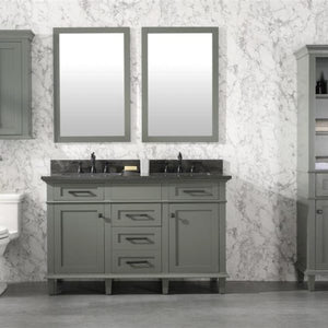 Legion Furniture 54" Pewter Green Finish Double Sink Vanity Cabinet with Blue Lime Stone Top - WLF2254-PG